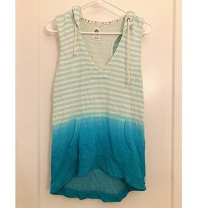 Roxy sleeveless teal ombre striped racerback hoodie XS